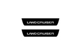 Toyota Prado 250 2023+ entry guards in matte black coated stainless steel with Land Cruiser logo