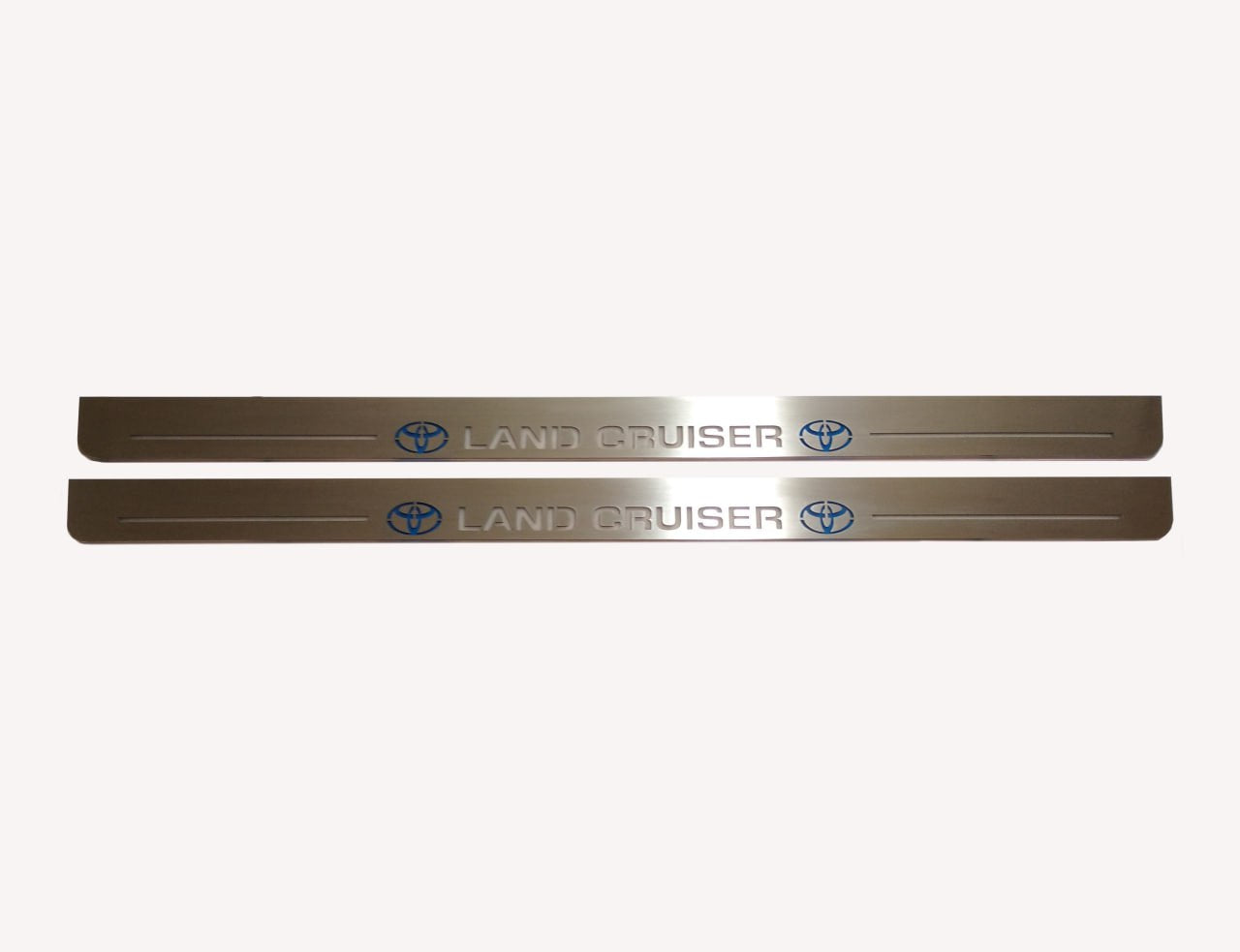 Toyota LC 200 2007+ LED door sill plates stainless steel with Land Cruiser logo