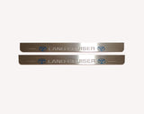 Toyota LC 200 2007+ LED door sill plates in stainless steel with Land Cruiser logo
