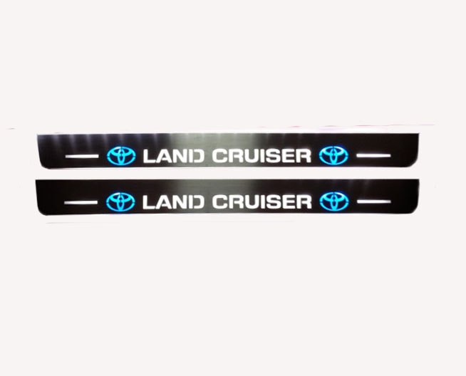 LED door sill plates Toyota LC 200 2007+ stainless steel with Land Cruiser logo