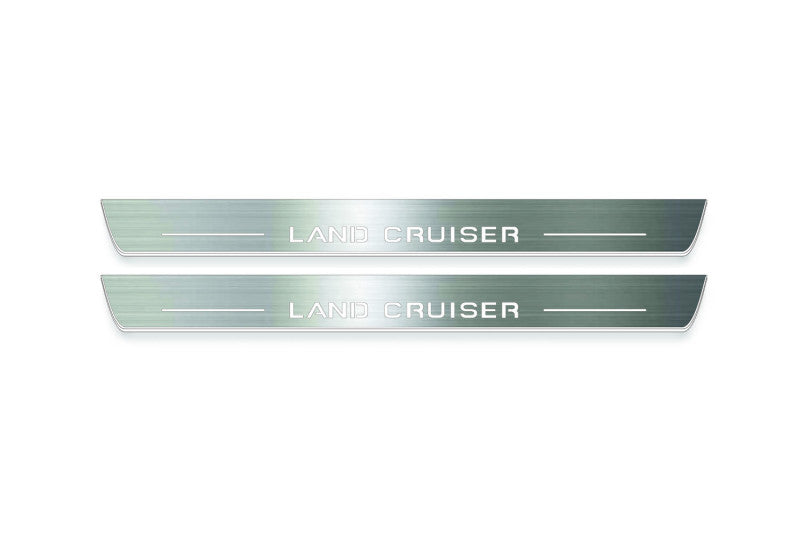 Toyota LC 300 2021+ Stainless Steel LED Door Sills – Land Cruiser Logo