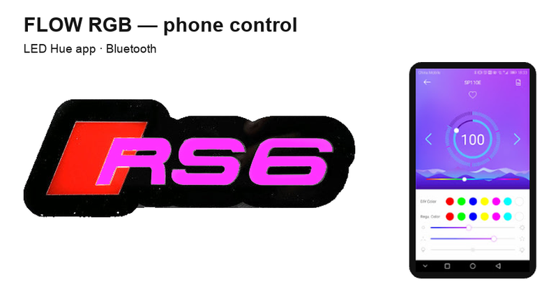 Audi RS6 LED Grille Badge — FLOW RGB controlled using LED Hue via Bluetooth