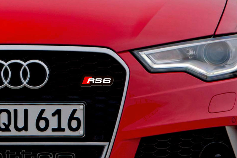 Audi RS6 LED Grille Badge on a grille
