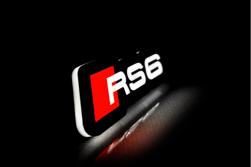 Audi RS6 LED Grille Badge illuminated at night