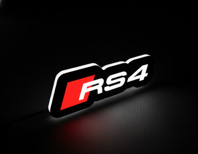 Audi RS4 Type 2 LED Grille Badge illuminated at night