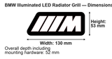 BMW ///M (type 2) dimensions: 130 × 53 mm; overall depth including mounting hardware 52 mm