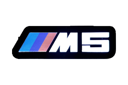 BMW M5 Type 1 LED grille badge — Standard lighting on white background