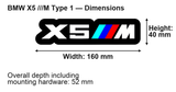 BMW X5 ///M (type 1) dimensions: 160 × 40 mm; overall depth including mounting hardware 52 mm