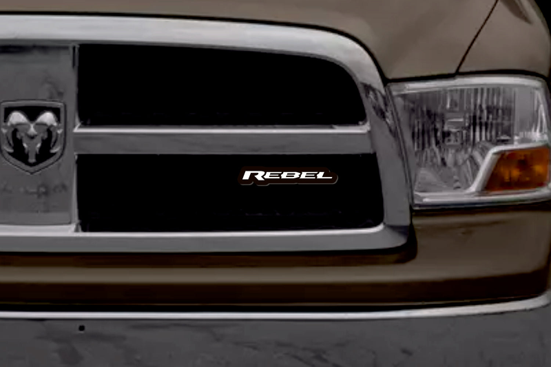 Dodge Rebel LED Grille Badge illuminated at night