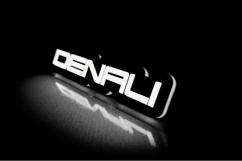 GMC Denali LED grille badge with lighting at night