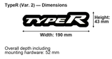 Honda TypeR (Var. 2) dimensions: 190 × 43 mm; overall depth including mounting hardware 52 mm