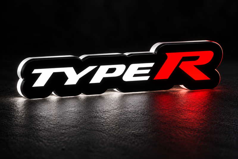 Honda TypeR (Var. 1) LED grille badge with lighting at night