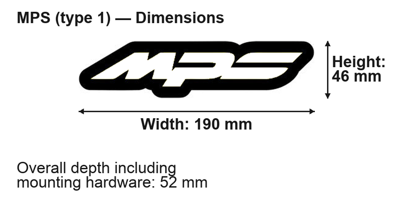 Mazda MPS dimensions: 190 × 46 mm; overall depth including mounting hardware 52 mm