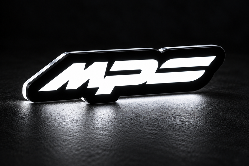 Mazda MPS LED grille badge with lighting at night