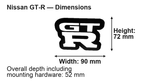 Nissan GT-R Type 2 LED Grille Badge: 90 × 72 mm; overall depth including mounting hardware: 52 mm