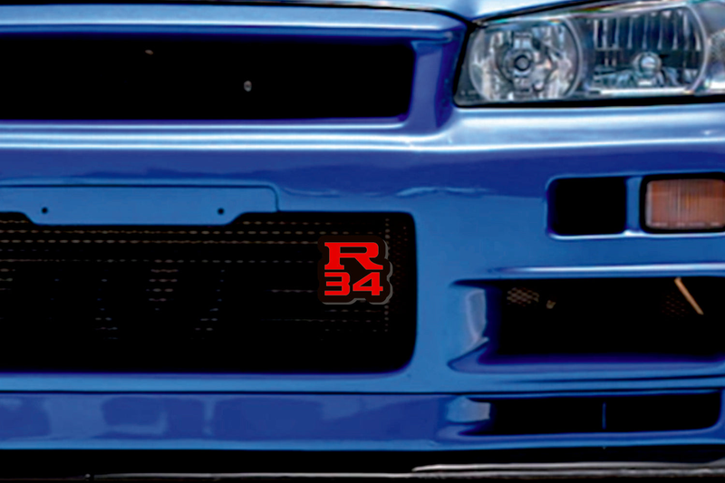 Nissan R34 Type 2 LED Grille Badge illuminated at night