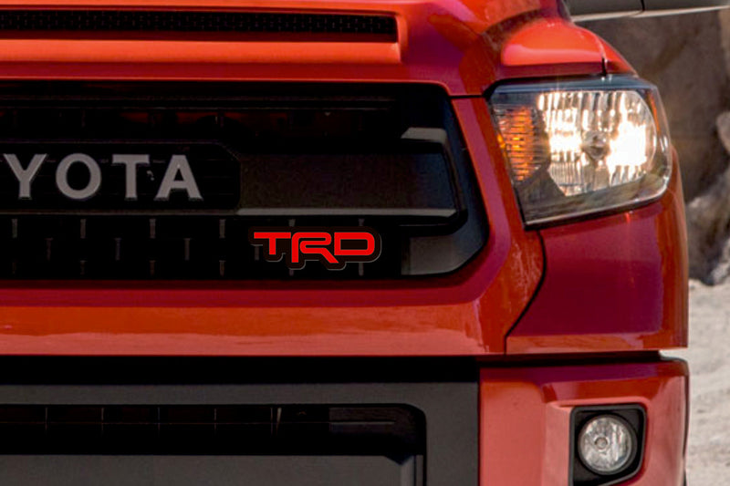 Toyota TRD LED Grille Badge on a grille
