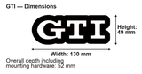 Volkswagen GTI dimensions: 130 × 49 mm; overall depth including mounting hardware 52 mm