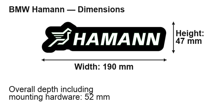 BMW Hamann dimensions: 190 × 47 mm; overall depth including mounting hardware 52 mm