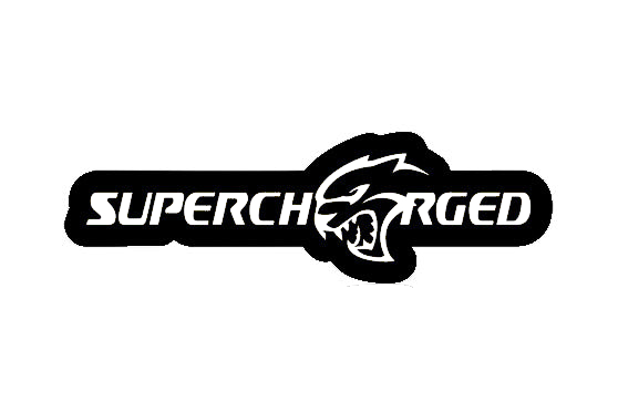 Jeep Supercharged + Hellcat LED Grille Badge — White lighting on white background