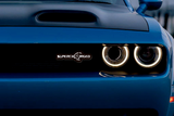 Jeep Supercharged + Hellcat LED Grille Badge illuminated at night