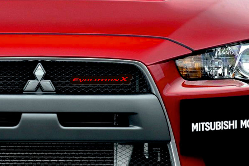 Mitsubishi Evolution X LED Grille Badge on a grille
