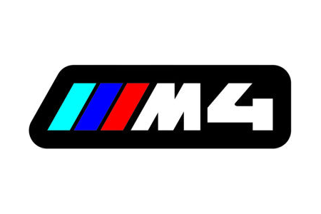 BMW ///M4 (type 1) LED grille badge — Standard lighting on white background