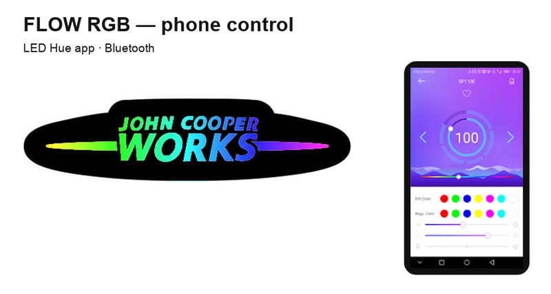 Mini John Cooper Works FLOW RGB lighting controlled using LED Hue via Bluetooth