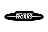 Mini John Cooper Works LED grille badge — White lighting on white background
