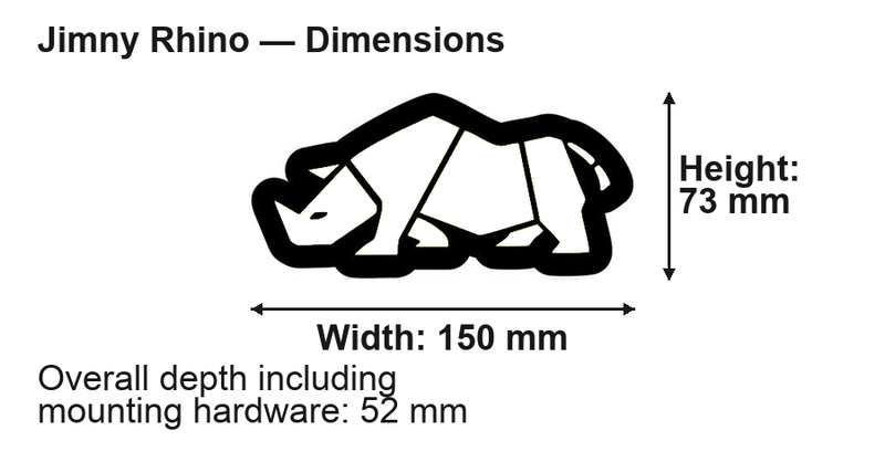Suzuki Jimny Rhino dimensions: 150 × 73 mm; overall depth including mounting hardware 52 mm