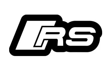 Audi RS LED grille badge, white illumination on a white background, without reflection.