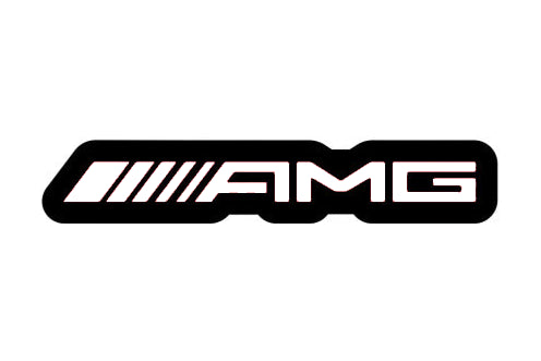 Mercedes AMG LED grille badge — White on white background, without reflection