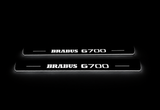 Mercedes-Benz G-Class W463A Stainless LED door sills — BRABUS G700 lettering — Front pair — White Night