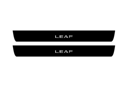 Nissan Leaf ZE1 2017–2025 — Matte PRO LED Door Sills — Leaf Logo