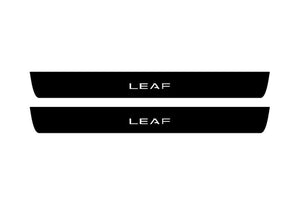 Nissan Leaf I 2010-2017 Illuminated Matte Sill Plates with logo Leaf Nissan Led Door Sills PRO opdesign