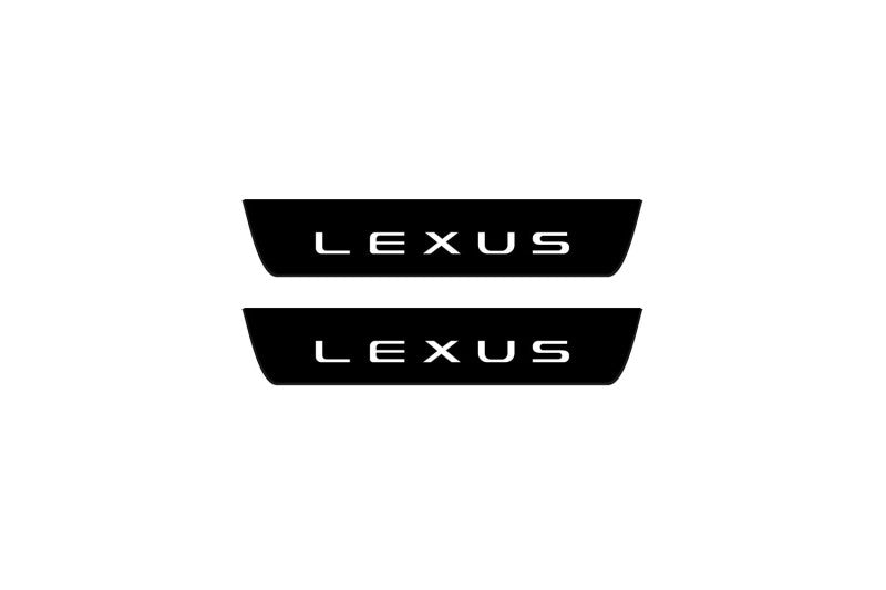 stainless steel illuminated door sill protectors for Lexus GX III 2024+ with Lexus logo