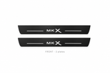 Lincoln MKX II Matte PRO catalogue illustration: two flat black FRONT plates with illuminated MKX lettering on white