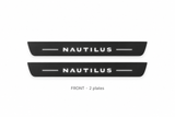 Lincoln Nautilus Matte PRO catalogue illustration: two flat black FRONT plates with illuminated NAUTILUS lettering on white