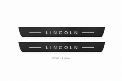 Lincoln Nautilus I Matte PRO catalogue illustration: two flat black FRONT plates with illuminated LINCOLN lettering on white