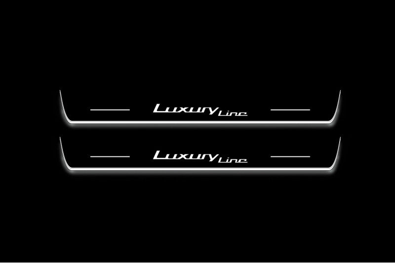 BMW 3 G20 2019+ LED door sill plates in stainless steel with Luxury Line logo