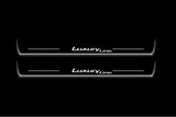 BMW 5 F10 2009+ LED door sill plates in stainless steel with Luxury Line logo