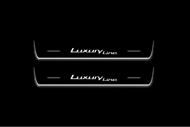 BMW 5 G60 2023+ stainless steel LED door sill plates with Luxury Line logo