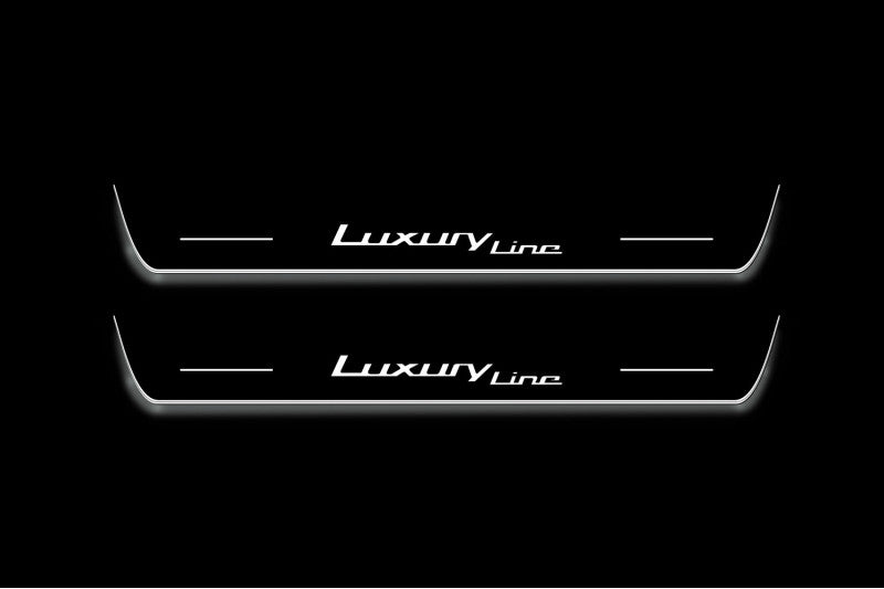 LED door sill plates for BMW 5 G30 2017+ stainless steel with Luxury Line logo