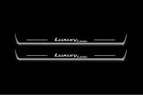 BMW X5 G05 2019+ door sill plates in stainless steel with Luxury Line logo