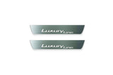 BMW X5 G05 2019+ LED door sill plates in stainless steel with Luxury Line logo