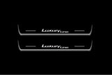 BMW 5 F30 2012+ stainless steel illuminated entry guards with Luxury Line logo