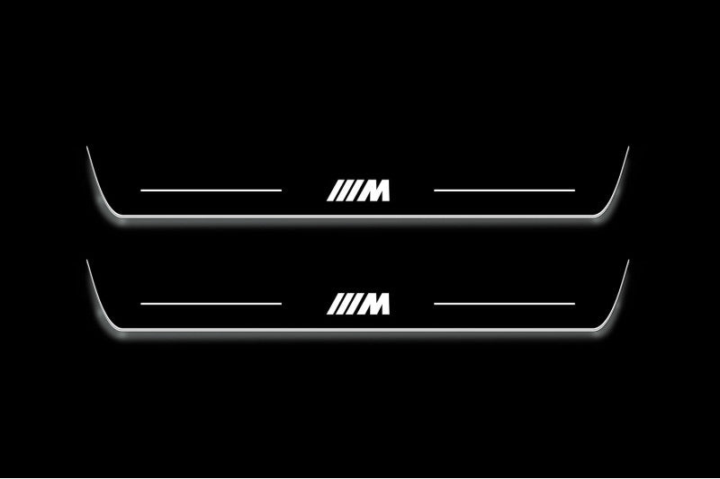 BMW 5 G30 2017+ LED door sill plates in stainless steel with M logo