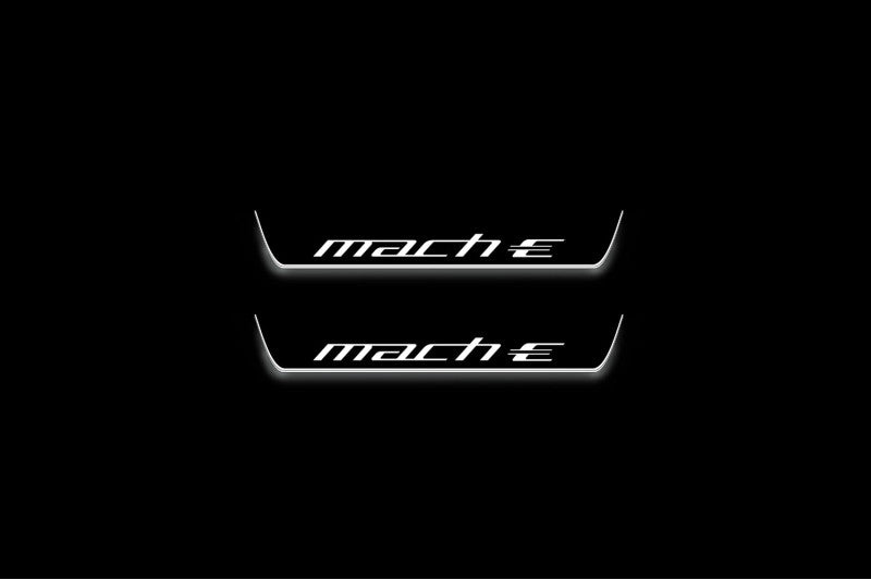 Ford Mach-E 2020+ entry guards in stainless steel with Mach-E logo