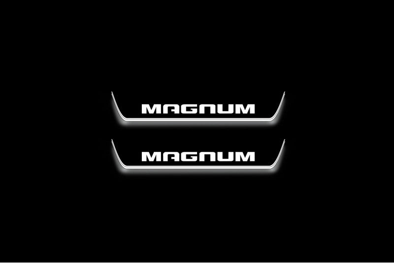 Dodge Magnum 2004+ LED door sill plates stainless steel with Magnum logo