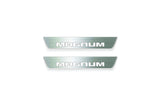 Dodge Magnum 2004+ illuminated entry guards in stainless steel with Magnum logo